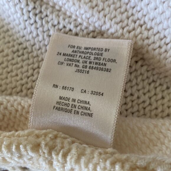 Anthro Angel of the North Evenie Chenille long open Cardigan Ivory Sweater S - Picture 10 of 12